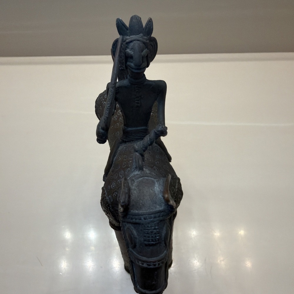 Indian Warrior Rider Horse Brass Casted Handcrafted Figurine Vintage Art Decor - Picture 14 of 16